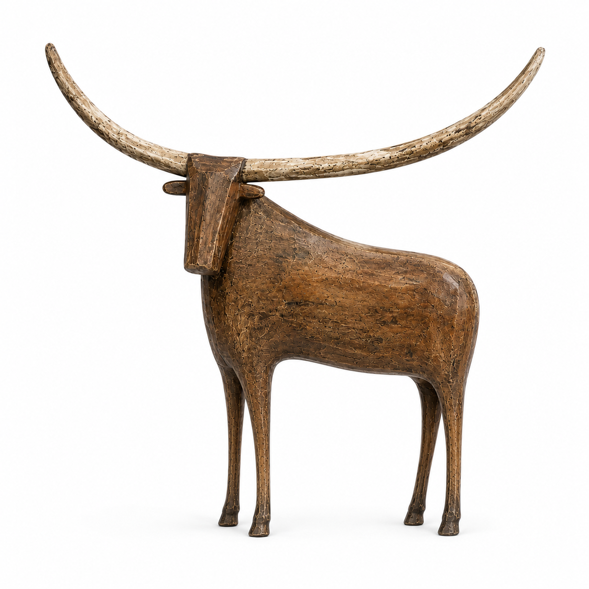 ðVintage Longhorn Bull Sculpture