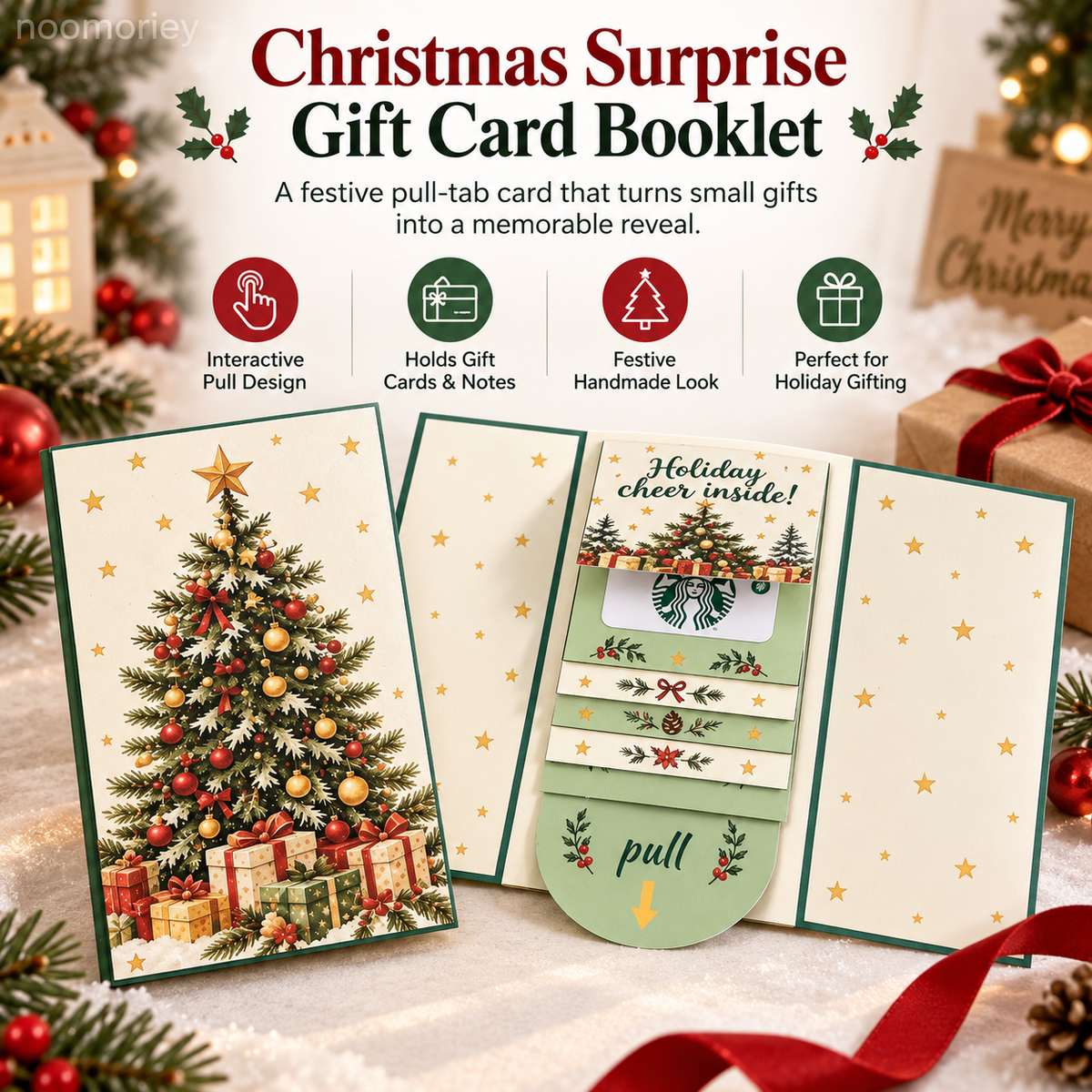 π Christmas Surprise Gift Card Booklet β Interactive Pull-Tab Holiday Gift Holder