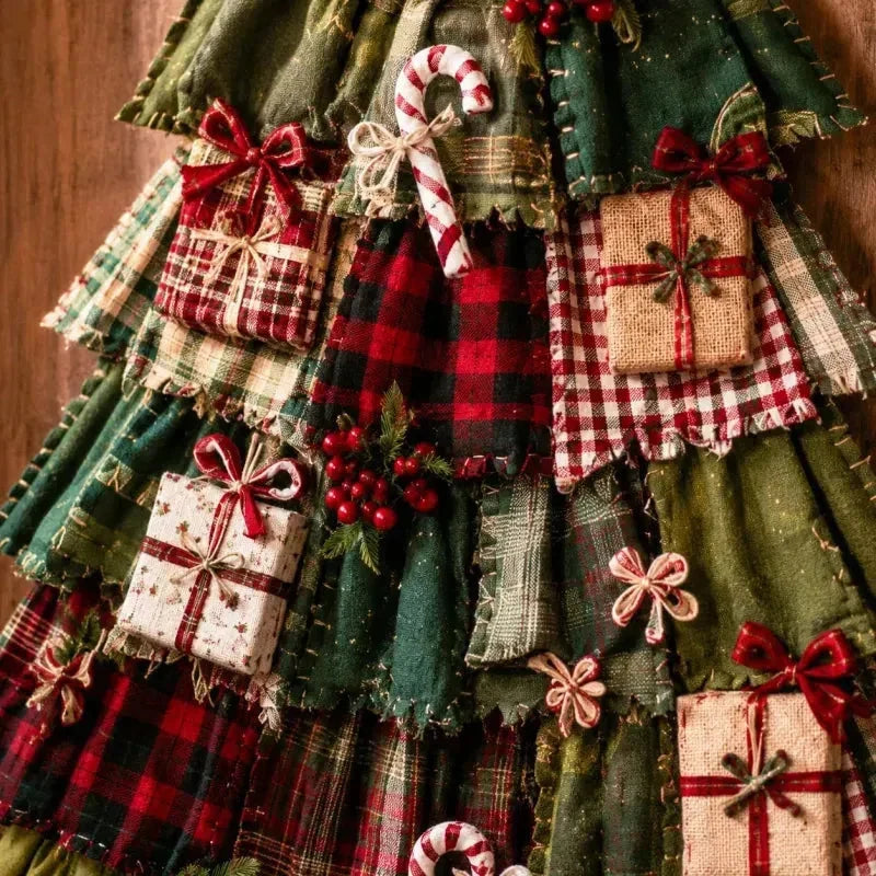 π DIY patchwork Christmas tree door hanger | Rustic Christmas decoration