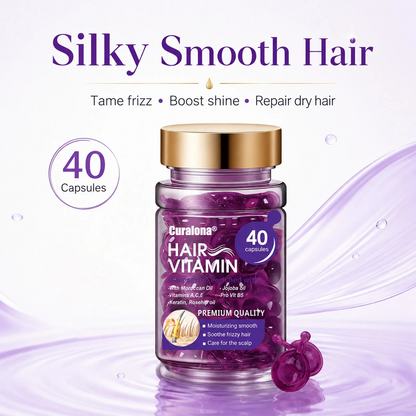 Hair Vitamin Capsules Infused with Violet Vitamins & Argan Oil for Color-Treated & Permed Hair Smooths Frizz Restores Silkiness & Shine 40 Capsules