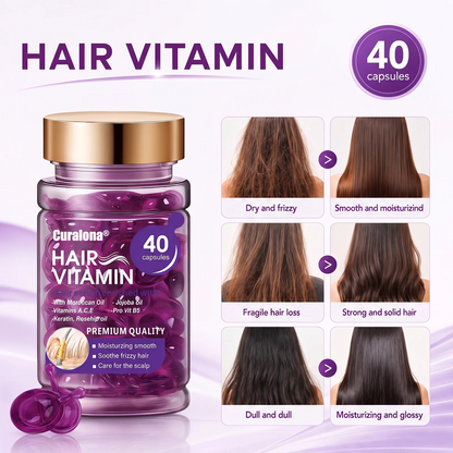 Hair Vitamin Capsules Infused with Violet Vitamins & Argan Oil for Color-Treated & Permed Hair Smooths Frizz Restores Silkiness & Shine 40 Capsules