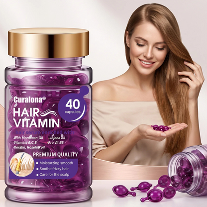 Hair Vitamin Capsules Infused with Violet Vitamins & Argan Oil for Color-Treated & Permed Hair Smooths Frizz Restores Silkiness & Shine 40 Capsules