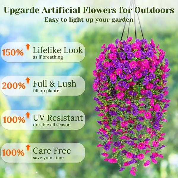 UV Resistant Hanging Artificial Morning Glory Vine