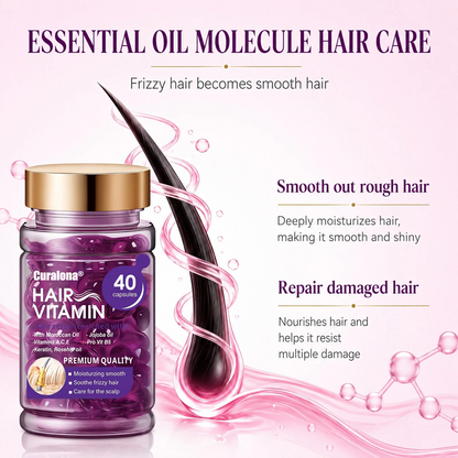 Hair Vitamin Capsules Infused with Violet Vitamins & Argan Oil for Color-Treated & Permed Hair Smooths Frizz Restores Silkiness & Shine 40 Capsules