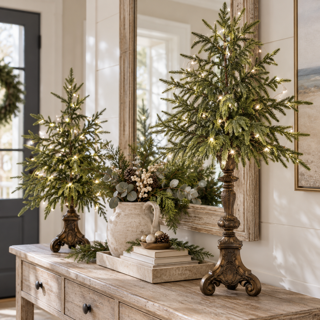 Vintage Lighted Norfolk Pine Trees