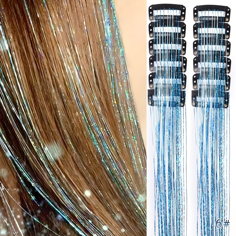 ✨ Clip-In Tinsel Hair Extensions – 12-Piece Set for Instant Sparkle