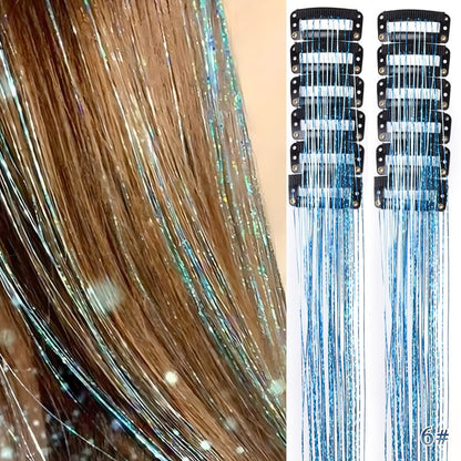 ✨ Clip-In Tinsel Hair Extensions – 12-Piece Set for Instant Sparkle