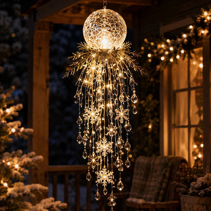 Crystal Cascade Christmas Light-Hanging LED Porch Decoration: Snowflake & Crystals✨❄️