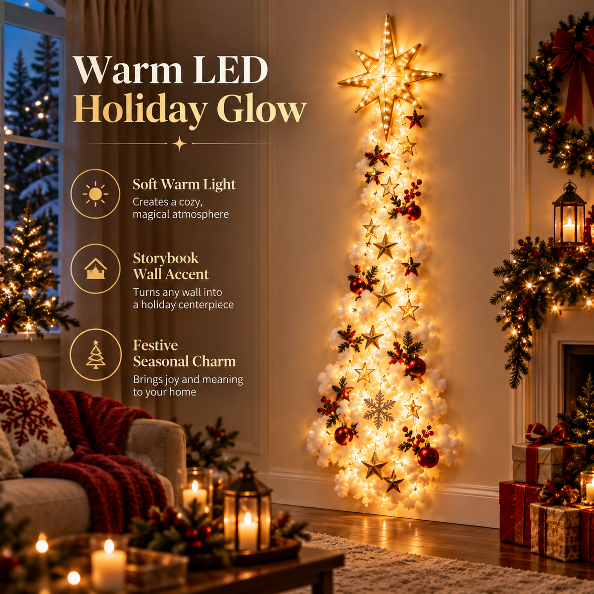 ✨Last Day 50% Off🎄 Christmas Magic Trail Wall Light – Festive LED Hanging Decor