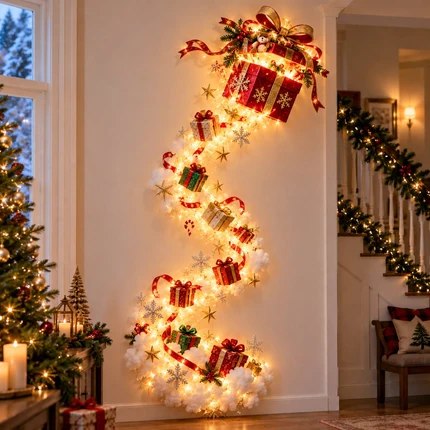 ✨Last Day 50% Off🎄 Christmas Magic Trail Wall Light – Festive LED Hanging Decor