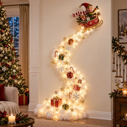 ✨Last Day 50% Off🎄 Christmas Magic Trail Wall Light – Festive LED Hanging Decor