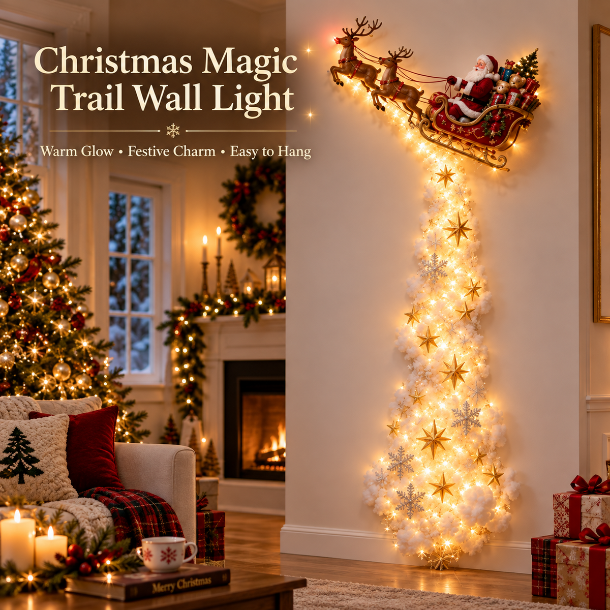 ✨Last Day 50% Off🎄 Christmas Magic Trail Wall Light – Festive LED Hanging Decor