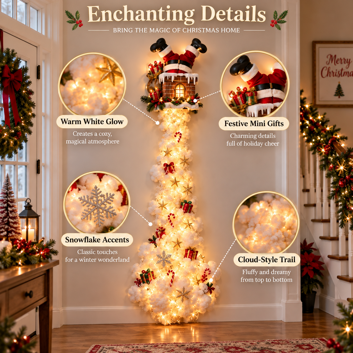 ✨Last Day 50% Off🎄 Christmas Magic Trail Wall Light – Festive LED Hanging Decor