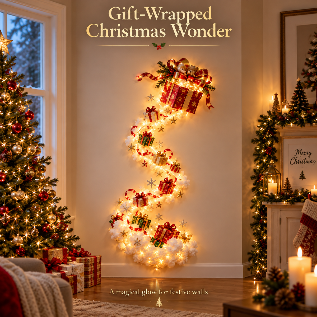 ✨Last Day 50% Off🎄 Christmas Magic Trail Wall Light – Festive LED Hanging Decor