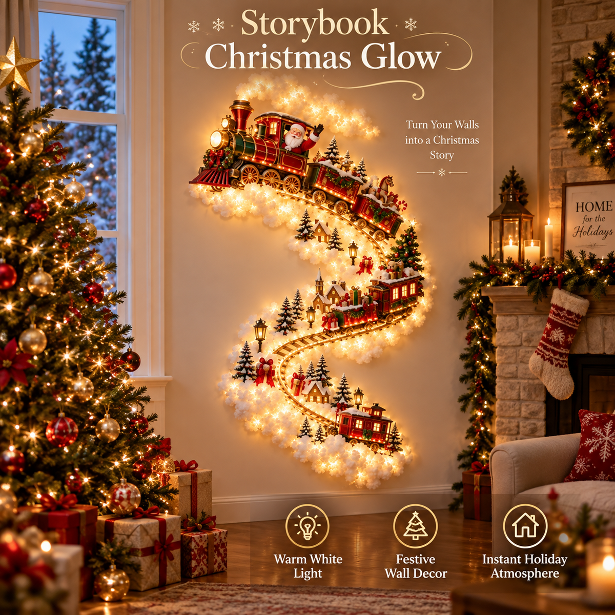 ✨Last Day 50% Off🎄 Christmas Magic Trail Wall Light – Festive LED Hanging Decor