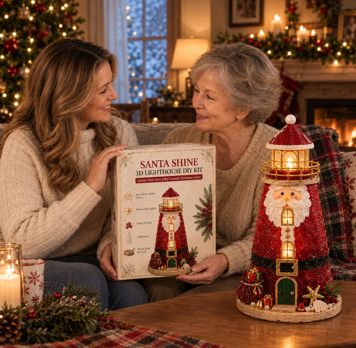 ✨Light‑Up Christmas Character Lighthouse | Complete DIY Craft Kit For Holiday Decor.