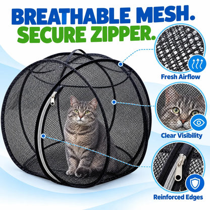 🐈 Pop-Up Mesh Cat Playpen – Roomy 32-Inch Indoor & Outdoor Enclosure