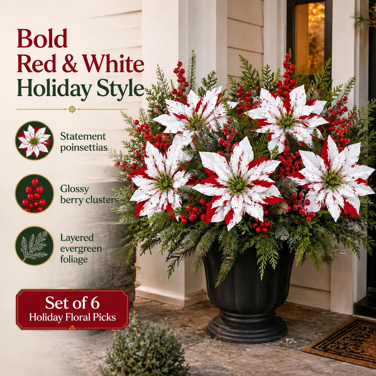 ❤️ Christmas Poinsettia Flower Arrangement in a Pot