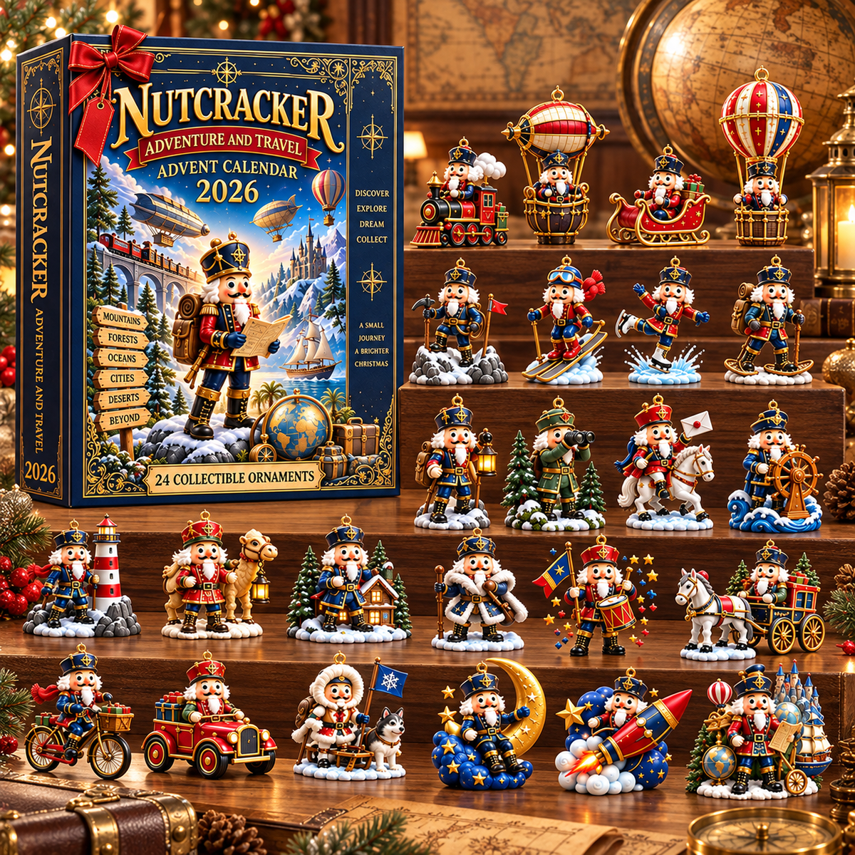 Nutcracker Adventure & Travel Advent Calendar 2026 – 24 Collectible Christmas Ornaments for a Magical Holiday Journey