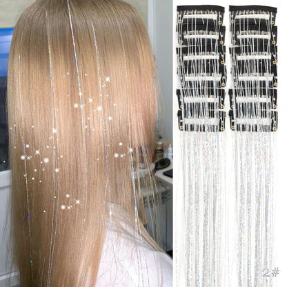 ✨ Clip-In Tinsel Hair Extensions – 12-Piece Set for Instant Sparkle