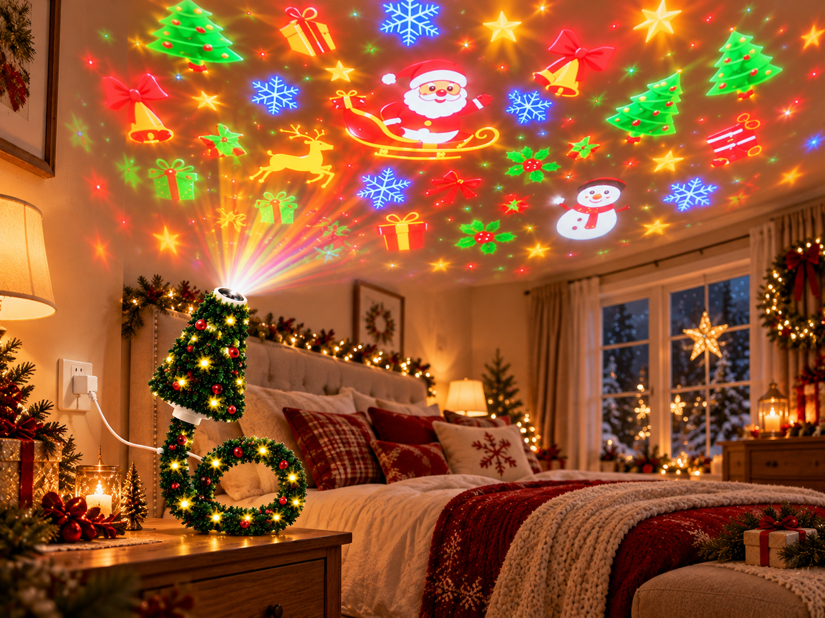 Plug and Play Hd USB Christmas Tree Projector with 6 Festive Scenes