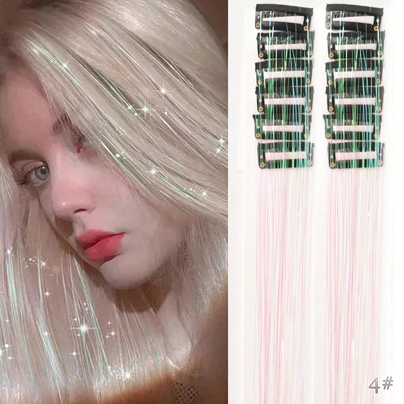 ✨ Clip-In Tinsel Hair Extensions – 12-Piece Set for Instant Sparkle