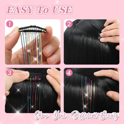 ✨ Clip-In Tinsel Hair Extensions – 12-Piece Set for Instant Sparkle
