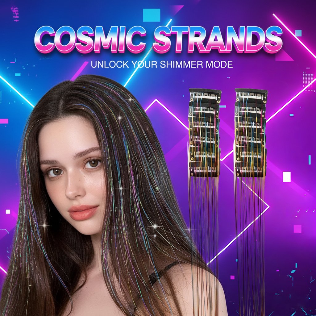 ✨ Clip-In Tinsel Hair Extensions – 12-Piece Set for Instant Sparkle