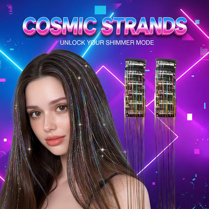✨ Clip-In Tinsel Hair Extensions – 12-Piece Set for Instant Sparkle