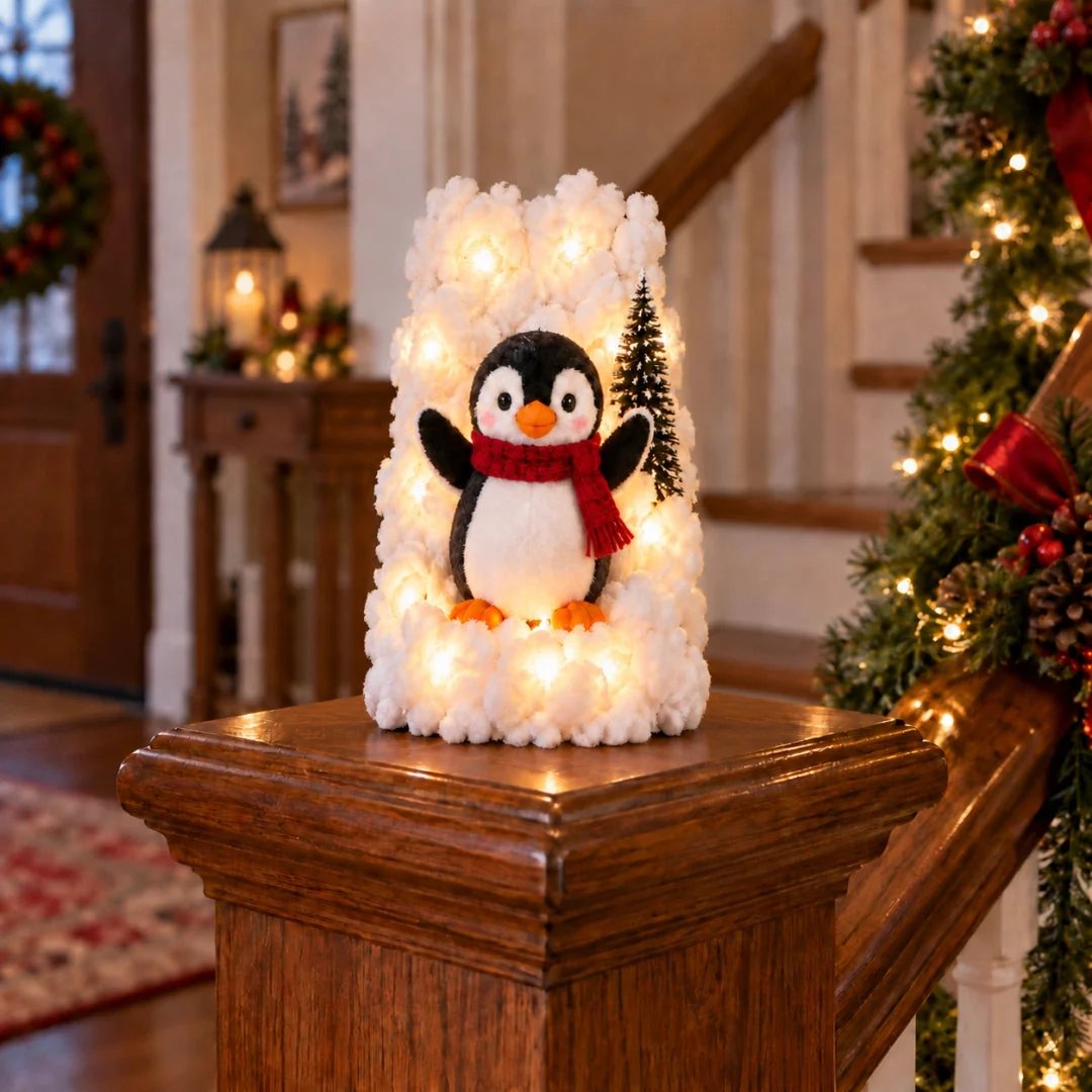 🎁 Christmas Best Seller – Adorable Lighted Penguin Staircase Decor 50% OFF 🐧💡