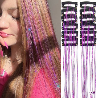 ✨ Clip-In Tinsel Hair Extensions – 12-Piece Set for Instant Sparkle