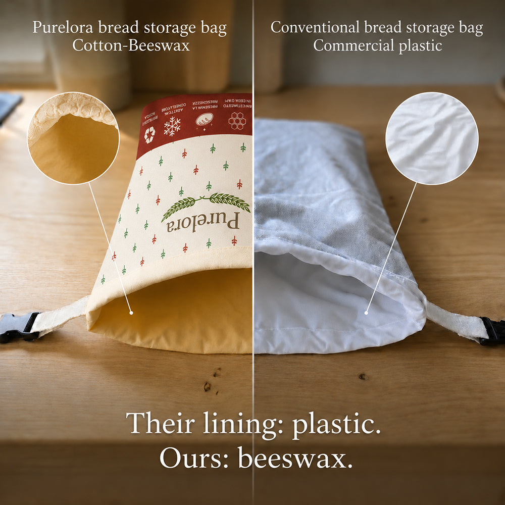 Beeswax and 100% cotton bread bags — Premium