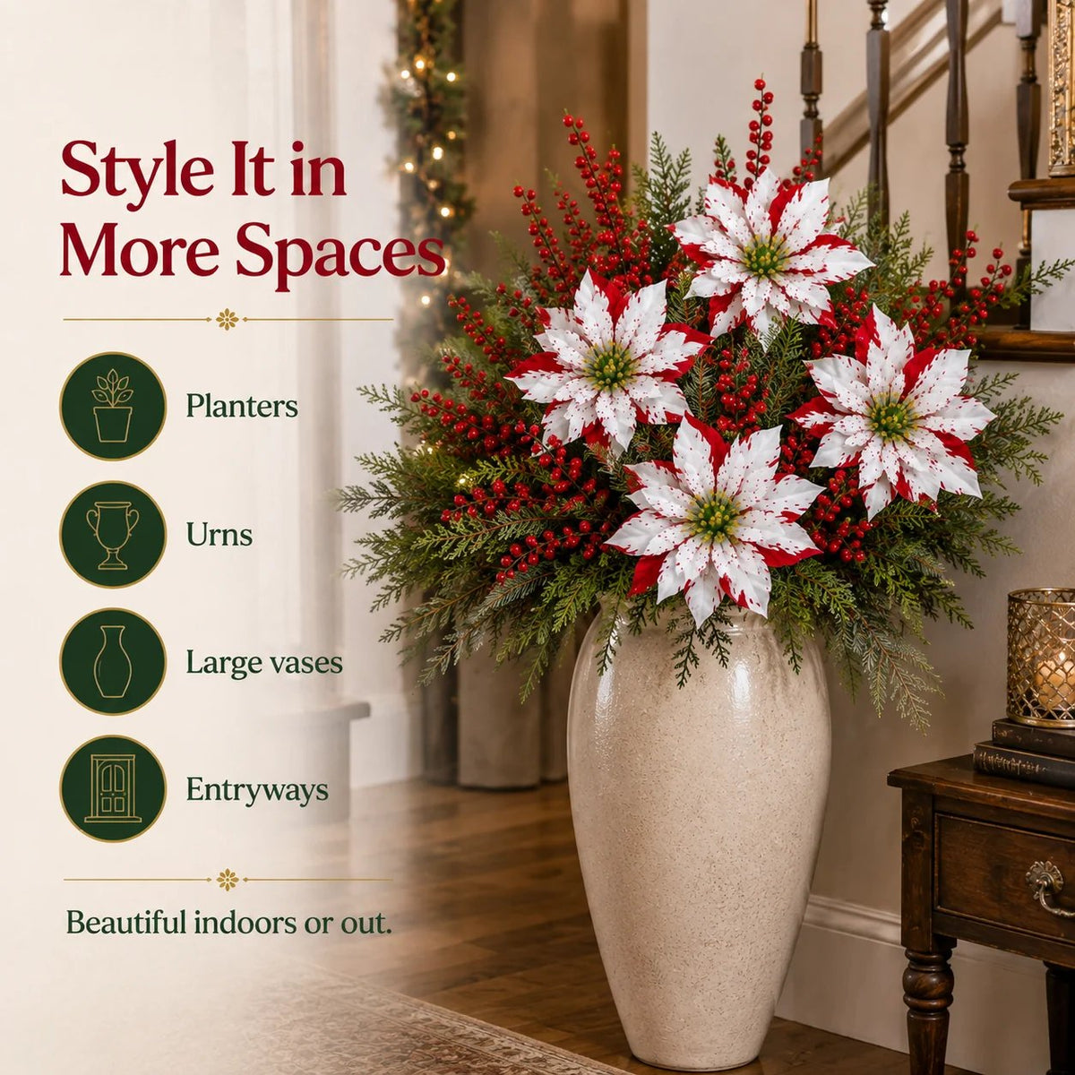 ❤️ Christmas Poinsettia Flower Arrangement in a Pot