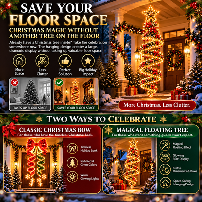🎀✨ Christmas Ribbon Cascade™ — Lighted Bow Doorway Decor