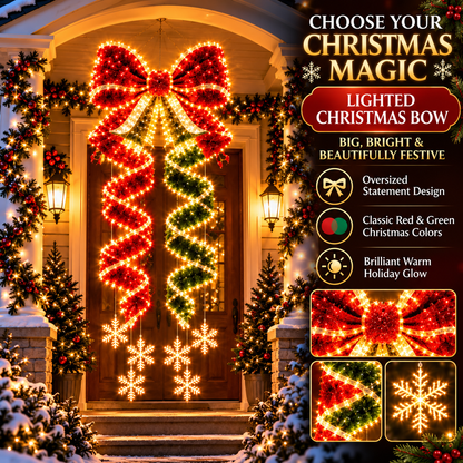 🎀✨ Christmas Ribbon Cascade™ — Lighted Bow Doorway Decor