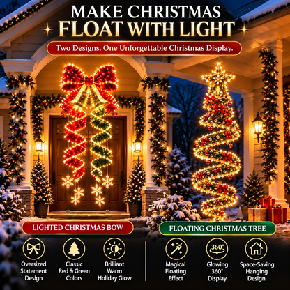 🎀✨ Christmas Ribbon Cascade™ — Lighted Bow Doorway Decor