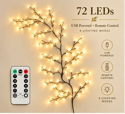 ✨ Flexible LED Branch Lights | Remote-Controlled Holiday Wall Decor🎁