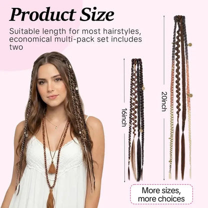 🌿 Boho Beaded Clip-In Braids – Effortless Style for Festivals & Everyday Looks