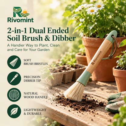 2-in-1 Dual Ended Soil Brush & Dibber