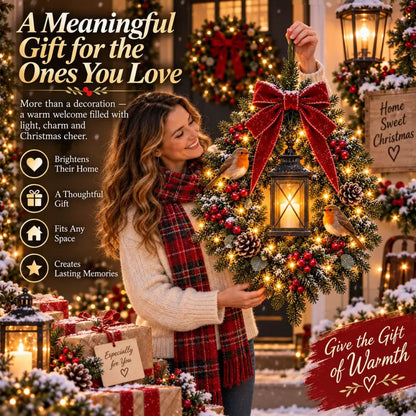 A Robin Glow – Lighted Robin Christmas Wreath
