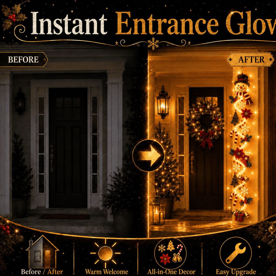 🎄 Glowing Christmas Door Hanger | 6 Festive Lighted Designs with Warm Glow, Dimensional Details & Space-Saving Vertical Décor ✨