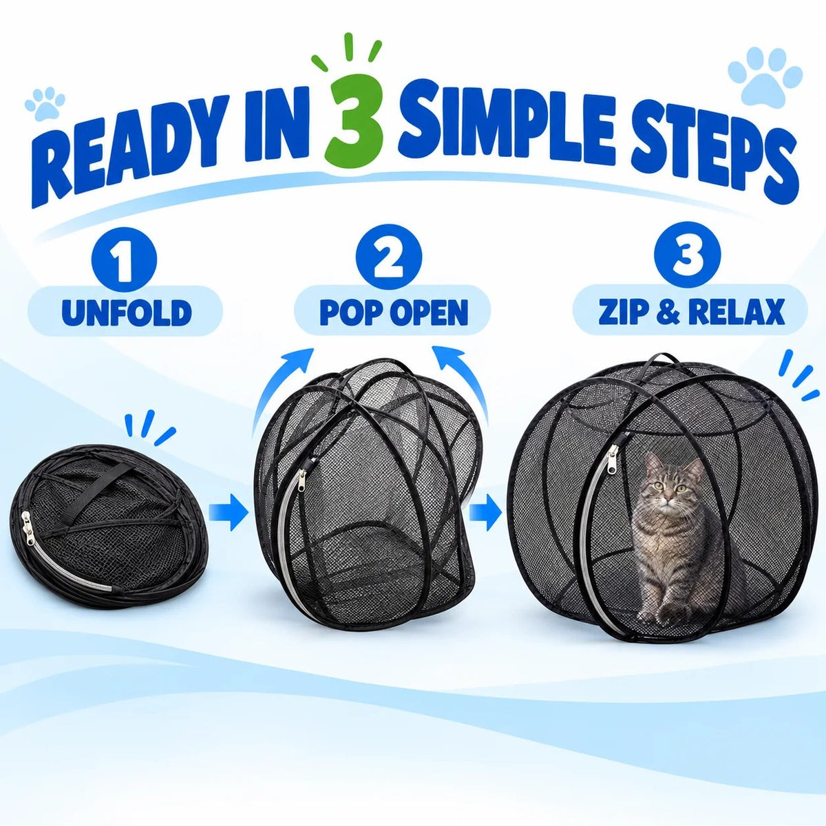 🐈 Pop-Up Mesh Cat Playpen – Roomy 32-Inch Indoor & Outdoor Enclosure