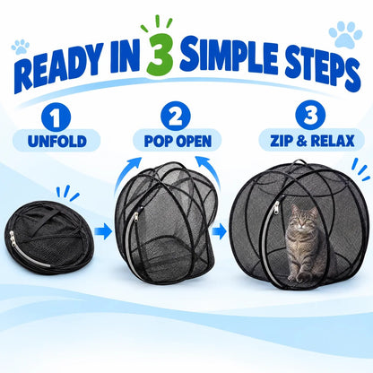 🐈 Pop-Up Mesh Cat Playpen – Roomy 32-Inch Indoor & Outdoor Enclosure
