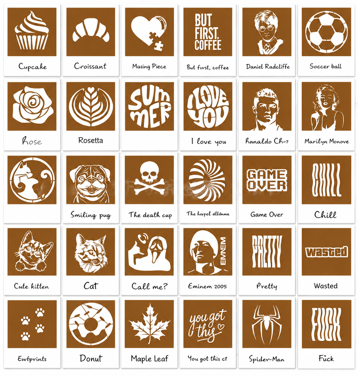 ✨ 30 Stencil Cards Only (No Camera)