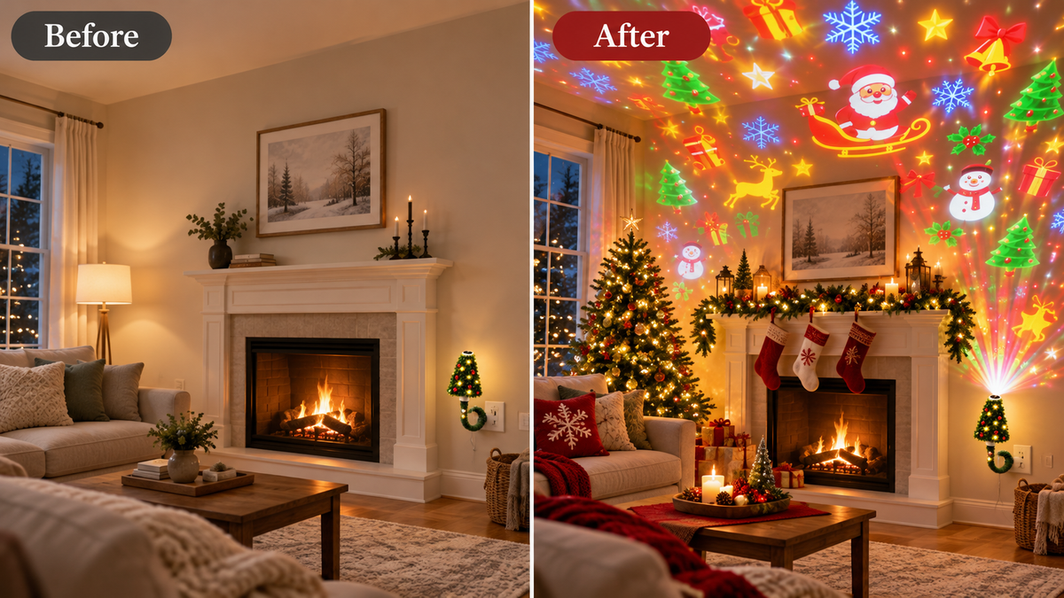 Plug and Play Hd USB Christmas Tree Projector with 6 Festive Scenes