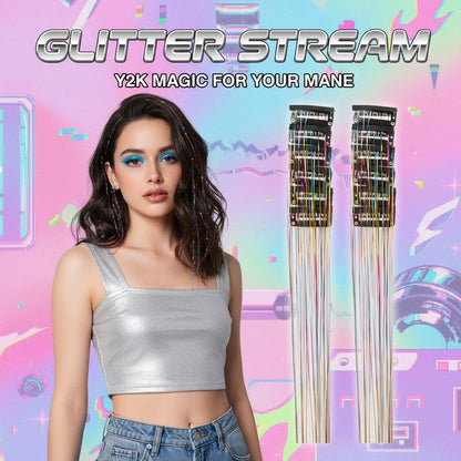 ✨ Clip-In Tinsel Hair Extensions – 12-Piece Set for Instant Sparkle