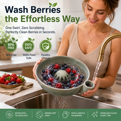 Self-Spinning Fruit & Vegetable Washing Bowl - No More Hand Scrubbing, Gentle Vortex
