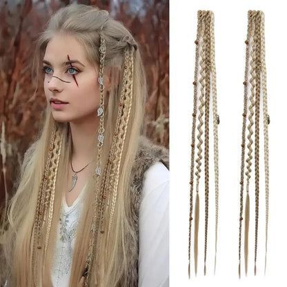🌿 Boho Beaded Clip-In Braids – Effortless Style for Festivals & Everyday Looks