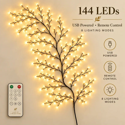 ✨ Flexible LED Branch Lights | Remote-Controlled Holiday Wall Decor🎁