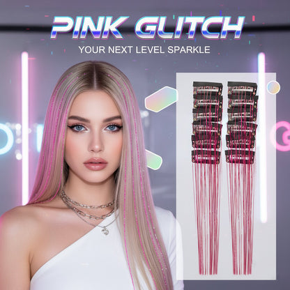 ✨ Clip-In Tinsel Hair Extensions – 12-Piece Set for Instant Sparkle